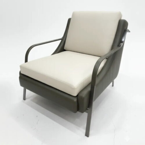 現代金屬皮革扶手椅 低調奢華氛圍：圖片 2