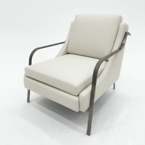 現代金屬皮革扶手椅 低調奢華氛圍：圖片 3