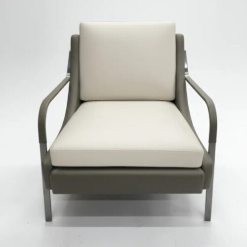 現代金屬皮革扶手椅 低調奢華氛圍：圖片 1