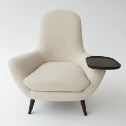 優雅米白托盤休閒椅 復古法式優雅：圖片 2