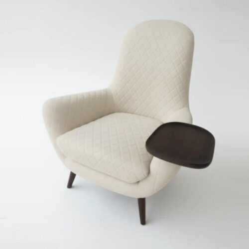 優雅米白托盤休閒椅 復古法式優雅：圖片 1