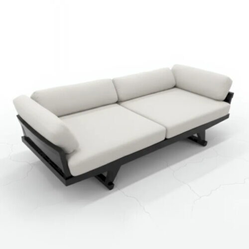 黑木框架矮背沙發 低調奢華的雙人座:圖片 1