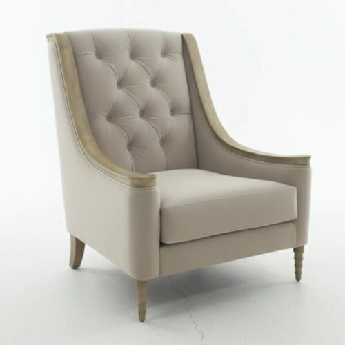 典雅高背米色休閒椅 全面包裹的優雅坐姿:圖片 1