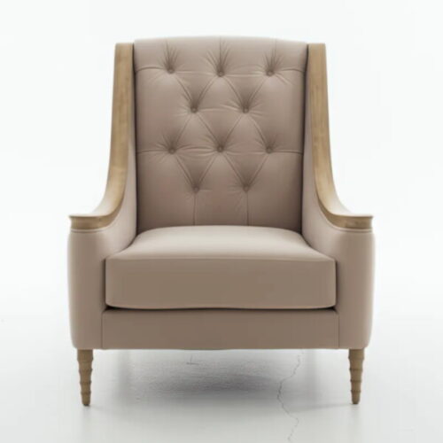 典雅高背米色休閒椅 全面包裹的優雅坐姿:圖片 2