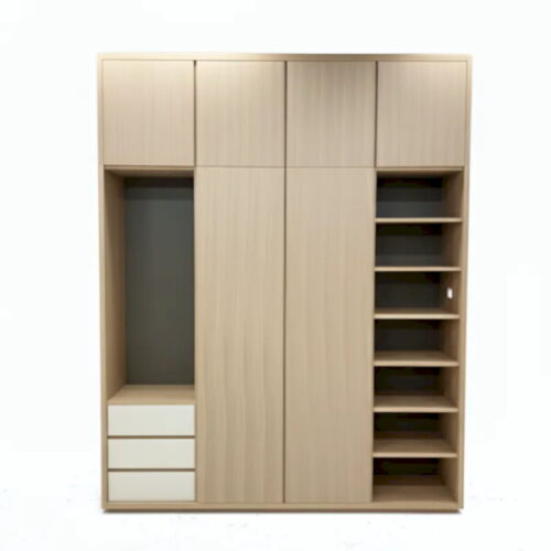 北歐木紋多機能衣櫃 一櫃搞定掛衣抽屜及展示：圖片 1