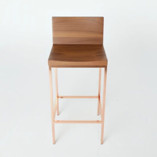 訂製吧椅  玫瑰金胡桃吧椅  鈦金腳座奢華感：圖片 1