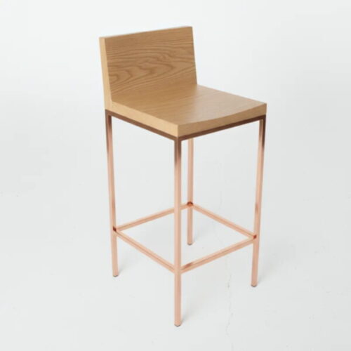 訂製吧椅  玫瑰金胡桃吧椅  鈦金腳座奢華感：圖片 3