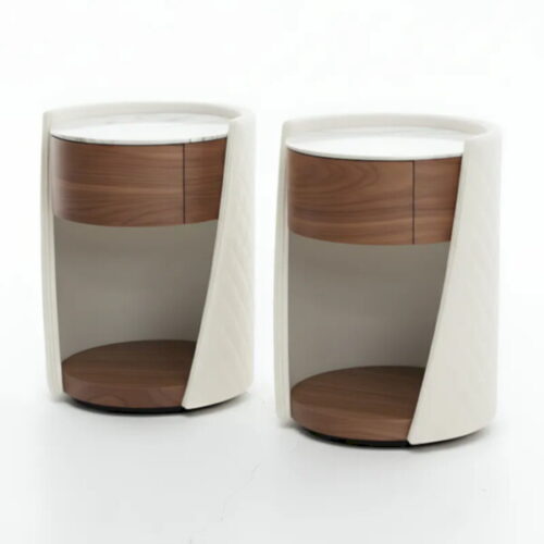 圓石面胡桃床頭櫃  讓臥室更有溫度：圖片 1