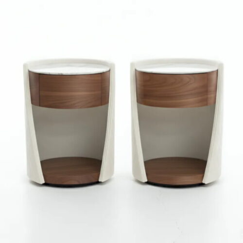 圓石面胡桃床頭櫃  讓臥室更有溫度：圖片 2