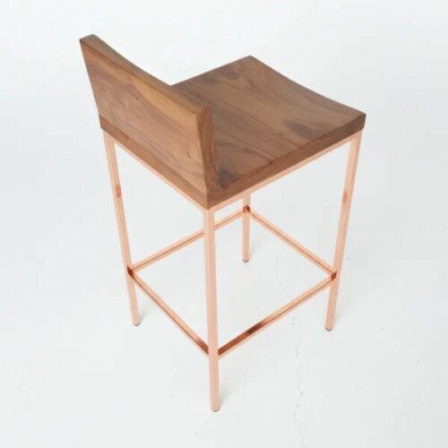 訂製吧椅  玫瑰金胡桃吧椅  鈦金腳座奢華感：圖片 2