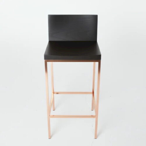 訂製吧椅  玫瑰金胡桃吧椅  鈦金腳座奢華感：圖片 4